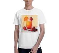 Painting Dog and Butterfly - Camiseta gráfica de algodón de manga corta con cuello redondo para hombre, tallas S-6XL, Bebida de fresa-1, Medium