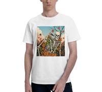 Painting Dog and Butterfly - Camiseta gráfica de algodón de manga corta con cuello redondo para hombre, tallas S-6XL, Esqueletos y pájaros-1, 5X-Large