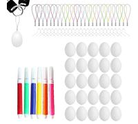 Painting Easter Eggs Kit - Easter Decorations Decorative Kids' Drawing Kits Painting Kit | 25-Piece Egg Set With Watercolor Pencils, Chains, Wire, DIY Craft Activity For Children, Classroom Pa