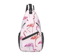 Painting Flamingo Men's Sling Backpack, Travel Hiking Day Bag Crossbody Shoulder Bag.