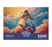 Painting of Courtyard 1000 Piezas Papel Ecológico Rompecabezas Whimsical Floating Temple Imágenes Vibrantes Juego Familiar Puzzle Juego De Desafío Difícil 52x38cm/1000pcs