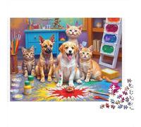 Painting Pets Fun 100% Recycled Cardboard Pets Art Studio 1000Pc Puzzle Adults and Children Challenging & Brainteasing 52x38cm/1000pcs