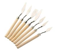 Painting Scraper Tool - Set Of 7 Spatula Kit, Portable Art Tools, Wood Handle Palette Knife | Oil Color Mixing Smearing Canvas Work, Artist Supplies Accessory, Durablee Steel Blades, Easy Grip Design