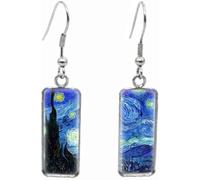 Paintings Fish Hook Earring The Starry Night Elegant Rectangular Earrings Delicate Glass Hand Craft Girl's Gift