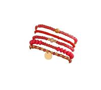 PAIOJVN Juego de pulseras elásticas de resina de cristal bohemio con cuentas coloridas apilables con detalles dorados para mujer, regalos de fiesta, Fixed size, Resina, No es una piedra preciosa