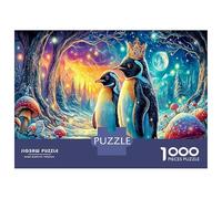 Pair de pingüinos iluminados por la Luna Puzzle De 1000 Piezas - Sólido Y Duradero & Retador Vista de pájaro de Noche misteriosa - A Partir De 12 Años 38x26cm/1000pcs Regalo Ideal