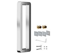 Paired Handles for Single Door,Modern Push-Pull Door Handle Round Corner, Stainless Steel Smooth Bar Pull Handle for Indoor Outdoor Gate, 38x25mm Pole(Silver,72.5cm/28 1/2")