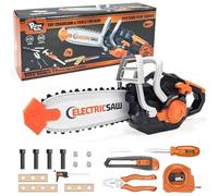 Pairez Toys Motosierra de juguete para niños, juego de herramientas de juego de 19 piezas, motosierra eléctrica con sonidos realistas, regalos de cumpleaños para niños y niñas edades 3 4 5+