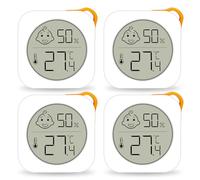 PAIRIER 4 unidades medidor de humedad termómetro interior digital termohigrómetro con mini LCD e indicador sonriente, medidor para interiores, habitación de bebé, oficina, invernadero, bodega (YS21)