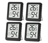 PAIRIER Termómetro interior y Higrómetro Digital Casa 4 Piezas Monitor de temperatura y medidor de humedad para el hogar Oficina Invernadero Bodega de vino (Negro)