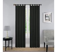 Pairs to Go Montana Cortinas Decorativas Modernas para Ventana de Dormitorio o Sala de Estar (2 Paneles), Algodón, Negro, W 30" x L 84" (2 Panels), 2