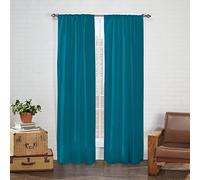 Pairs to Go Eclipse Cadenza - Cortinas de Microfibra para Ventana, con Bolsillos para Barra, filtración de luz, 137,2 cm de Largo x 101,6 cm de Ancho, 2 Paneles de Tela, Color Turquesa