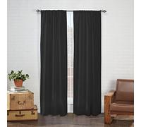 Pairs to Go Eclipse Cadenza Cortinas Decorativas Modernas para Ventana con Bolsillo para Barra de Estar (2 Paneles), Poliéster, Negro, 40 in x 54 in