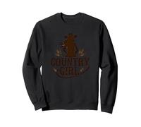 País Chica Vaquera Silueta Trigo OC Sudadera, Unisex para Adultos, Negro, S