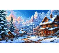 País de invierno Diamond Painting para Adultos,5D Round Drill diamond painting kit completo,DIY Strass Diamante Bordado Cristal Punto de Cruz Painting para Hogar Pared Decoración 30x70 cm