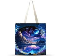 País de las maravillas fantasía Bolsa de Lona con Estampado,juego de 1 Bolsos de lona para Mujer, Bolsa de Tela Reutilizable para Compras de Comestibles para Trabajo Compras Escuela y Vida Cotidiana