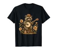 País mapache jugando banjo con flores y tarro de miel Camiseta