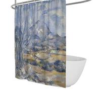 Paisaje Abstracto Cortina de Ducha Mont Sainte-Victoire Grabados Famosos de Pintura Cortina de baño con Ganchos Decoración de baño de Tela Lavable 150 x 200 cm