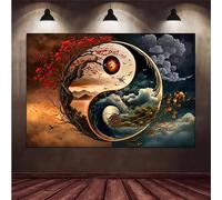 Paisaje Abstracto de árboles Yin Yang Puzle de 120 Piezas 25x20 cm - Rompecabezas DIY Pintura, Entretenimiento Creativo Adultos Mayores de 14 años Decoración del Hogar