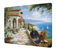 Paisaje Alfombrilla Raton Gaming 290x240x3mm, Alfombrilla Escritorio Patio Mouse Pad con Base Goma Antideslizante, con Bordes cosidos, Superficie Impermeable, para Oficina Portátil Tapete Rato H0-220