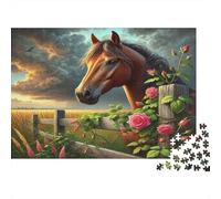 Paisaje campestre Rompecabezas Caballo 1000 Piezas Adultos Papel Rompecabezas Caballo Arte Papel Decoración Pared hogar 52x38cm/1000pcs