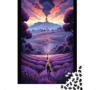 Paisaje Campo de Lavanda Puzzle de 1000 Piezas Papel para Adultos Vista Campo al Atardecer Relajación Convivencia Decoración Hogar Regalo 38x26cm/1000pcs
