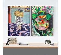 Paisaje con pez dorado en una ventana abierta, Henri Matisse, póster fauvista, impresiones en lienzo, pintura abstracta, arte de pared, imagen para decoración del hogar (30 x 40 cm, 2 piezas)