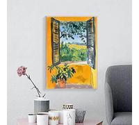 Paisaje con ventana abierta, estilo fauvismo de Henri Matisse, póster con vista costera, impresiones modernas en lienzo, pintura, arte mural, decoración del hogar (50x70 cm/sin marco)