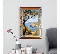 Paisaje con ventana abierta, estilo fauvismo de Henri Matisse, póster con vista costera, impresiones modernas en lienzo, pintura, arte mural, decoración del hogar (30x50 cm/sin marco)