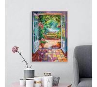 Paisaje con ventana abierta, estilo fauvismo de Henri Matisse, póster con vista costera, impresiones modernas en lienzo, pintura, arte mural, decoración del hogar (60x80 cm/sin marco)