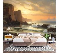 Paisaje Costero Acantilado Fotomural para Pared de Tela No Tejida 300x210 cm, Naturaleza Papel Pintado Decorativo de Interiores para Salón Dormitorio Oficina Pasillo Comedor, Fácil de Instalar