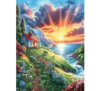 Paisaje costero al Atardecer Puzzle 500 Piezas Cartón Blanco Premium para Expertos Cuentos de Hadas fantásticos de Animales Salvajes Vacaciones Fines Semana Hobby Y Ocio Regalo Navideño 500 PCS