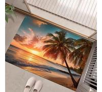Paisaje costero Atardecer en la playa Felpudo Entrada Casa 80 x 120 cm, Alfombra Antideslizante y Lavable en Lavadora, Alfombra Atrapapolvo Absorbentes para Perro, Entrada, Puerta, Pasillo Naranja