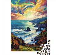 Paisaje Costero Puzzle de 1000 Piezas Papel para Adultos Arte Natural Colorido Relajación Enfoque Hogar Interacción Familiar Regalo 38x26cm/1000pcs