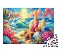Paisaje costero Rompecabezas 1000 Piezas para Adultas, Cart贸n Reciclado Resistente,Impresión de Peces de arrecifes de Coral Regalo Amigos, Rompecabezas Vacaciones Indoor 70x50cm/1000pcs