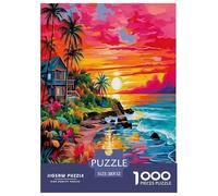 Paisaje costero Rompecabezas Desafíos Divertidos Decoración del Hogar 1000 Piezas Pintura al óleo Estilo Rompecabezas Imposible Juguetes Desafiantes para Adultos 52x38cm/1000pcs