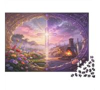 Paisaje Cruz Luminosa de ensueño Puzzle para Adultos Puzzle de 1000 Piezas Relajante Juego Familiar Puzzle de Papel Decoración Regalo 70x50cm/1000pcs