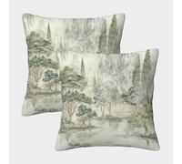 Paisaje de Acuarela-Estilo Tradicional de Pintura China Fundas Cojines para Sofá 2 Piezas Funda De Almohada Decorativos Cuadrado Throw Cojín Cama Hogar Coche 50x50cm