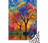 Paisaje de árbol Colorido 1000 Piezas Stock De Cartas Premium Rompecabezas De Bricolaje Niños Principiantes Desafío Juego Educativo Alivio del Estrés 38x26cm/1000pcs