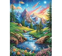 Paisaje de Arroyo de montaña Rompecabezas 1000 Piezas Cartón para Adultos Y Adolescentes Sueño de Pintura al óleo de Cuento de Hadas para Coleccionistas Decoración Única Hogar Antiestrés Regalo Reyes