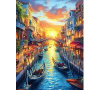 Paisaje de Atardecer del Canal de Venecia Puzzles 500 Piezas Obra De Arte Colorido Mitos fantásticoss Rompecabezas para Adultos Decoración Hogar Moderno DIY Creativo Desafío 500 PCS