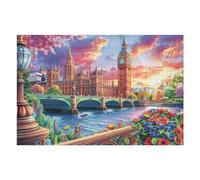 Paisaje de Big Ben de Londres Puzzle 1000 Piezas Colorido Cartón Happy Time Rompecabezas Familiar para Toda La Familia Juguete Educativo 3D Maquetas Construir 1000 PCS