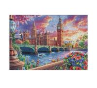 Paisaje de Big Ben de Londres Puzzles 300 Piezas Estera Portátil Familiar Happy Time Rompecabezas para Adultos Aliviar Estrés 3D Maquetas Construir DIY Moderno 300 PCS