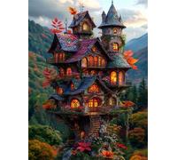 Paisaje de cabaña de Piedra Puzle de 4000 Piezas 141x87 cm - Rompecabezas DIY Pintura, Entretenimiento Creativo Adultos Mayores de 14 años Decoración del Hogar