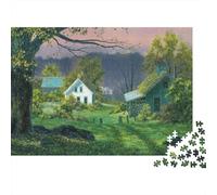 Paisaje de Campo Puzzle 1000 Piezas de Papel para Adultos Material Ecológico Grueso Entrenamiento Cerebral Educación Rompecabezas Rural Decoración 52x38cm/1000pcs