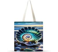 Paisaje de caracola de fantasía Bolsa de Lona con Estampado,juego de 20 Bolsos de lona para Mujer, Bolsa de Tela Reutilizable para Compras de Comestibles para Trabajo Compras Escuela y Vida Cotidiana