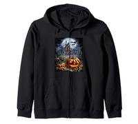 Paisaje de casa embrujada con Calabazas Jack O Lantern Sudadera con Capucha