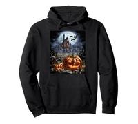 Paisaje de casa embrujada con Calabazas Jack O Lantern Sudadera con Capucha