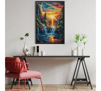 Paisaje de Cascada al Atardecer Puzzle 1000 Piezas Hogar Decoración Flores de Animales Salvajes Rompecabezas para Hombres Y Mujeres 3D DIY Creativo Aliviar Estrés Desafío Intelectual 1000 PCS