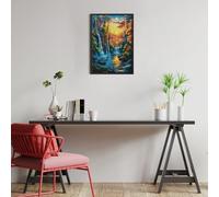 Paisaje de Cascada al Atardecer Puzzle 300 Piezas Obra De Arte 3D Flores de Animales Salvajes Rompecabezas para Hombres Y Mujeres Desafío Intelectual Estera Portátil DIY Moderno 300 PCS